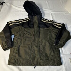 Arizona Boys 14 16 Winter Puffer Coat Jacket Ski Army Green Black With Zip‎ Hood